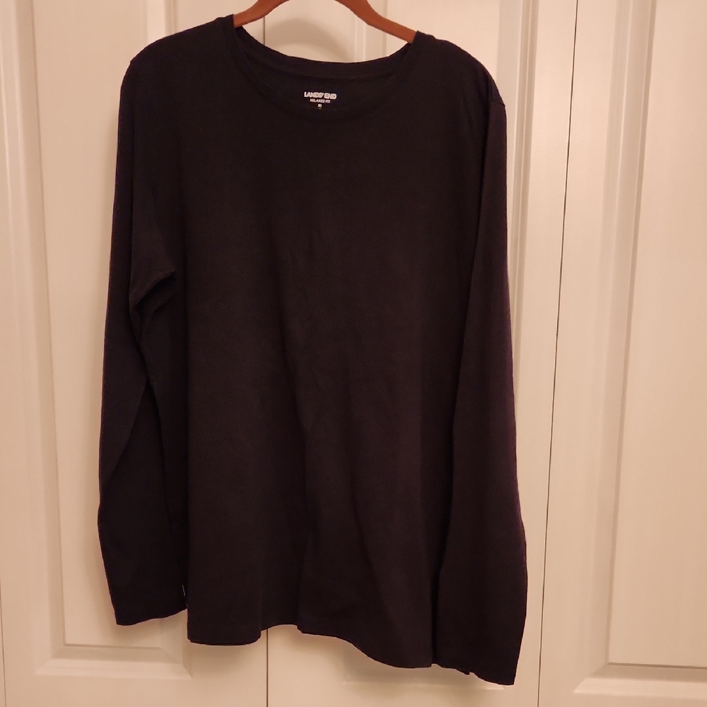 Lands' End Women's Black Long Sleeve Tee Relaxed Fit